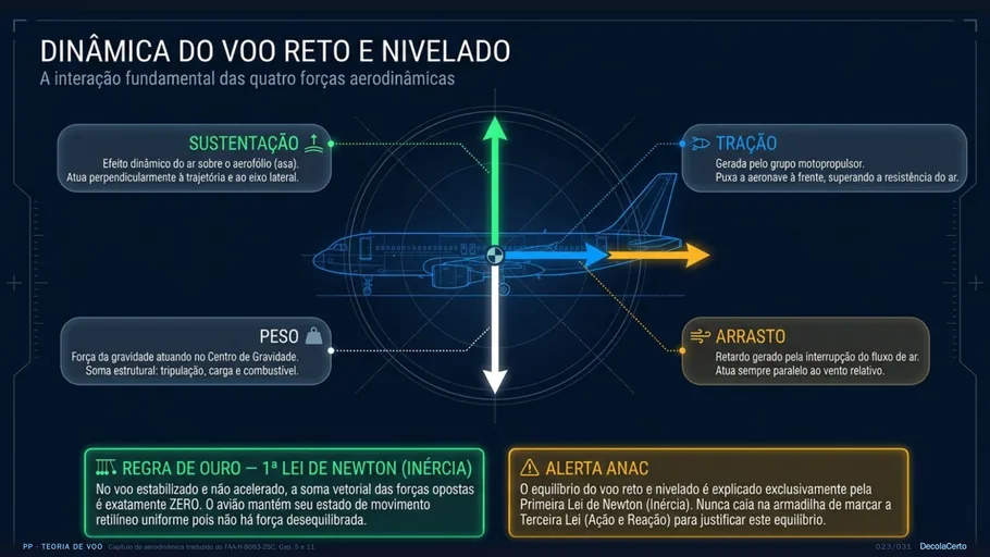 Mapa mental de Teoria de Voo: dinâmica do voo reto e nivelado
